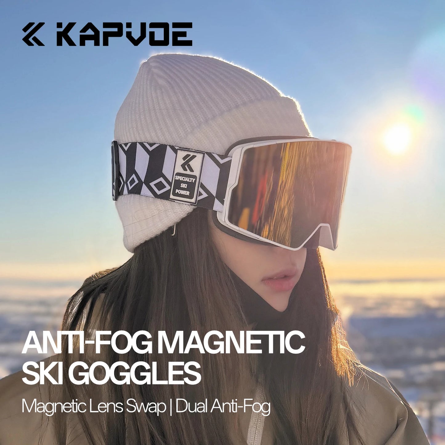 KAPVOE Outdoor Photochromic Ski Goggles Winter Snow Sports for Unisex Snow Glasses Anti-fog Magnetic Snowboard UV400 Glasses Hot