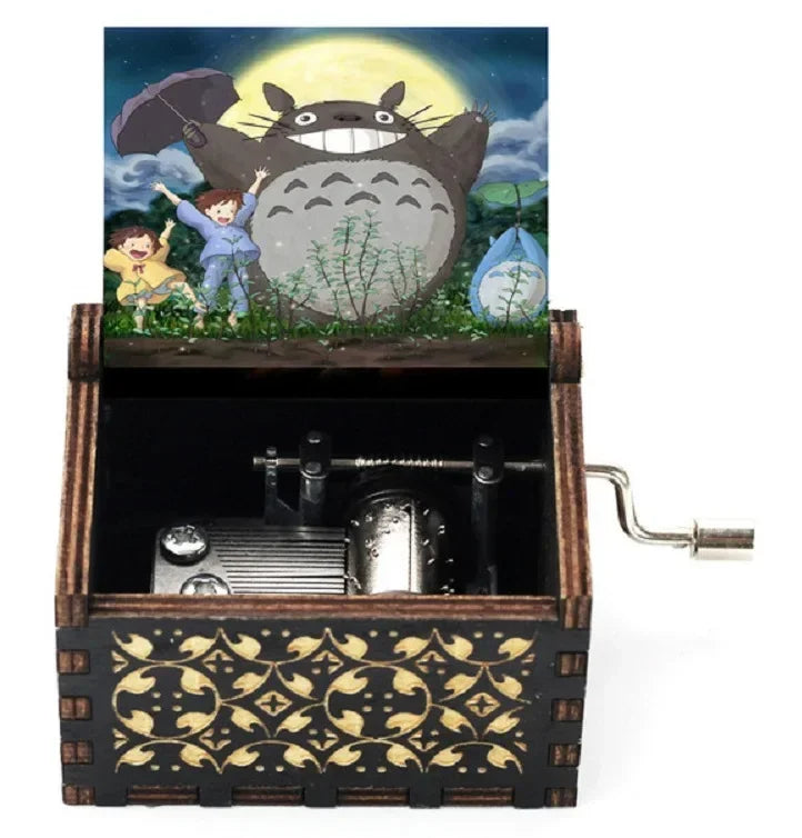 New Hot Wooden painted music box decoration, light luxury wooden hand cranked music box