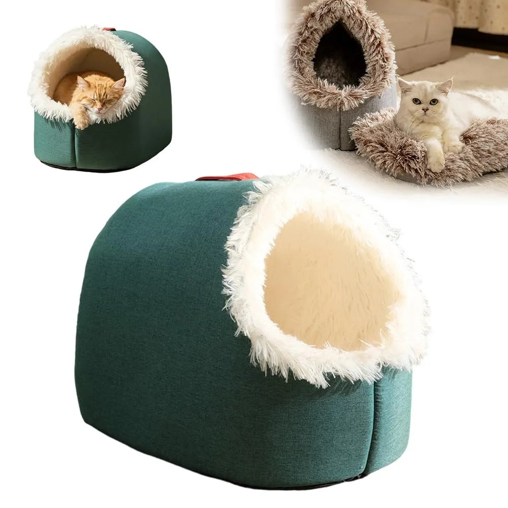 New Warm Winter Cat Bed Wrap Comfort Cat House Integrated with Handle Pet Cave Cats Dogs Furniture