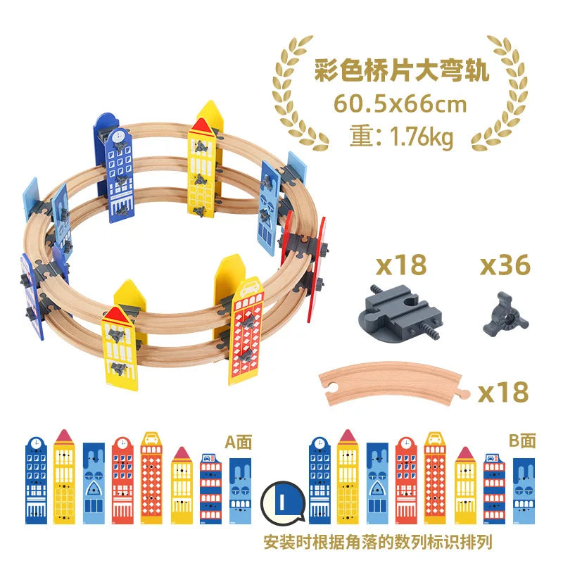 Wooden Train Track Accessories Tower Crane Compatible with Thomas Brio Track All Major Brand Railway Track