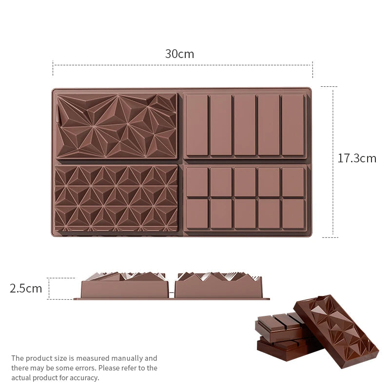 Dubai Chocolate Bar Mold Deep Stuffed Silicone Molds for Filling Pistachio Chocolate Bar Large Thick Candy Bar Molds Break Apart