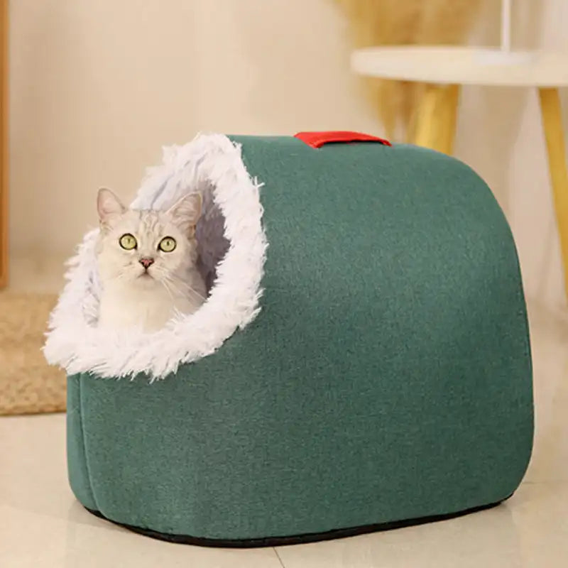 Cat Bed Comfortable Pet Sleeping Bed, Portable Cat Bed Warm And Thickened Pet Bed With Handle Portable Cat Bed Winter Pet Suppli