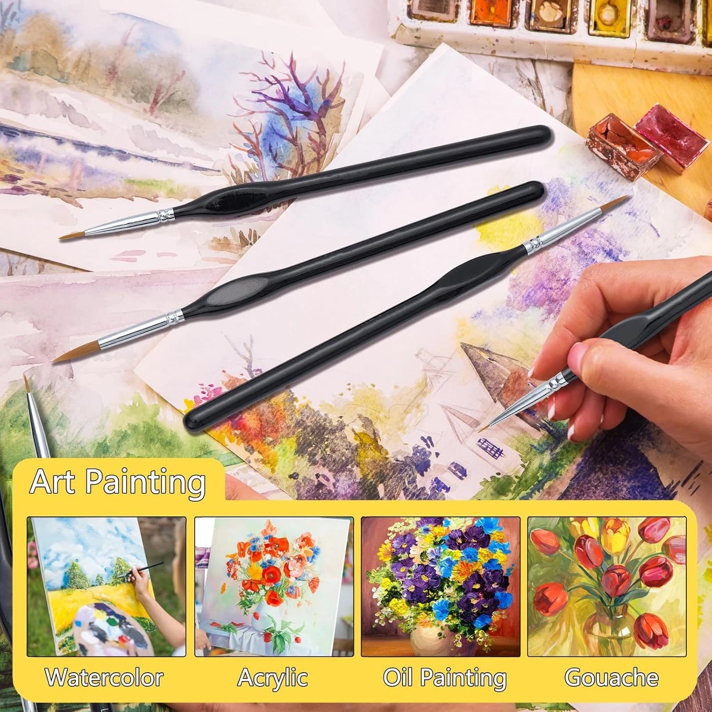 Miniature Paint Brushes Drybrush-13pcs Micro Detail Paint Brush Set, Small Fine Detail Brushes for Acrylic, Watercolor, Oil