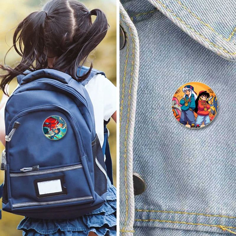 Comic Brooches about Sesshomaru and Rin,Cosplay Cartoon Badge Handmade Cute Enamel Pins for Backpack Clothes Collar Accessories