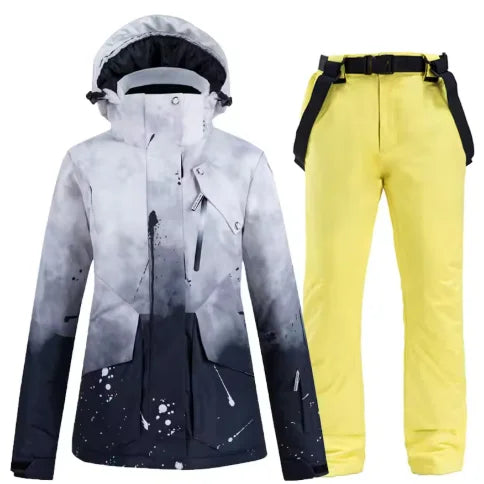 Snowboarding Suit Sets for Men and Women, Snow Wear Clothing, Waterproof, Ski Jacket, Strap Pant, Winter Costume, For Adult