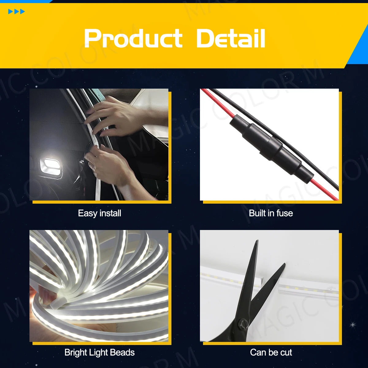 Premium 5M LED Car Interior Strip Light - Ambient Atmosphere Lighting Kit