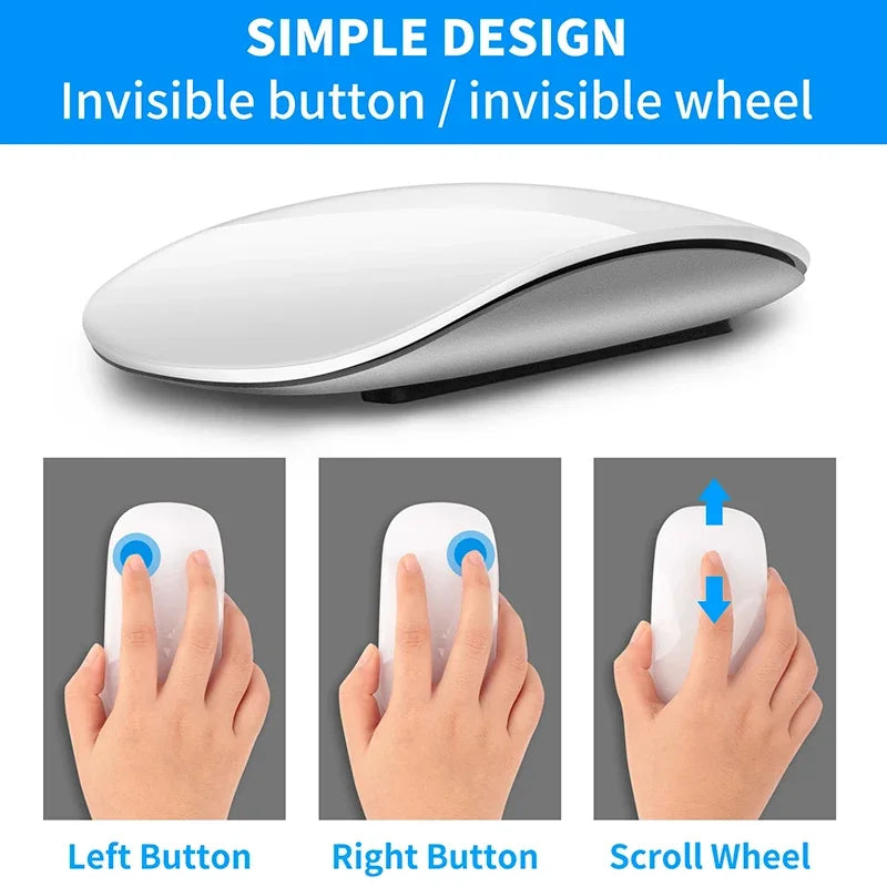 Lenovo Rechargeable Bluetooth 5.0 Wireless Mouse - Ultra-Thin Silent Touch Mouse for Laptop, iPad, Mac & PC