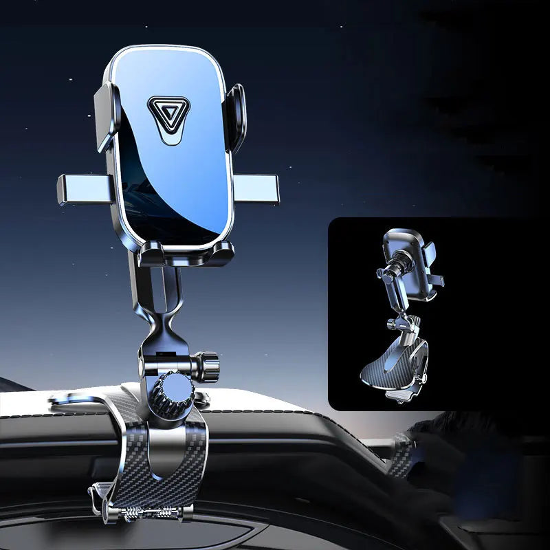Premium Car Dashboard Phone Holder - Gravity Auto-Lock Mount with Mirror