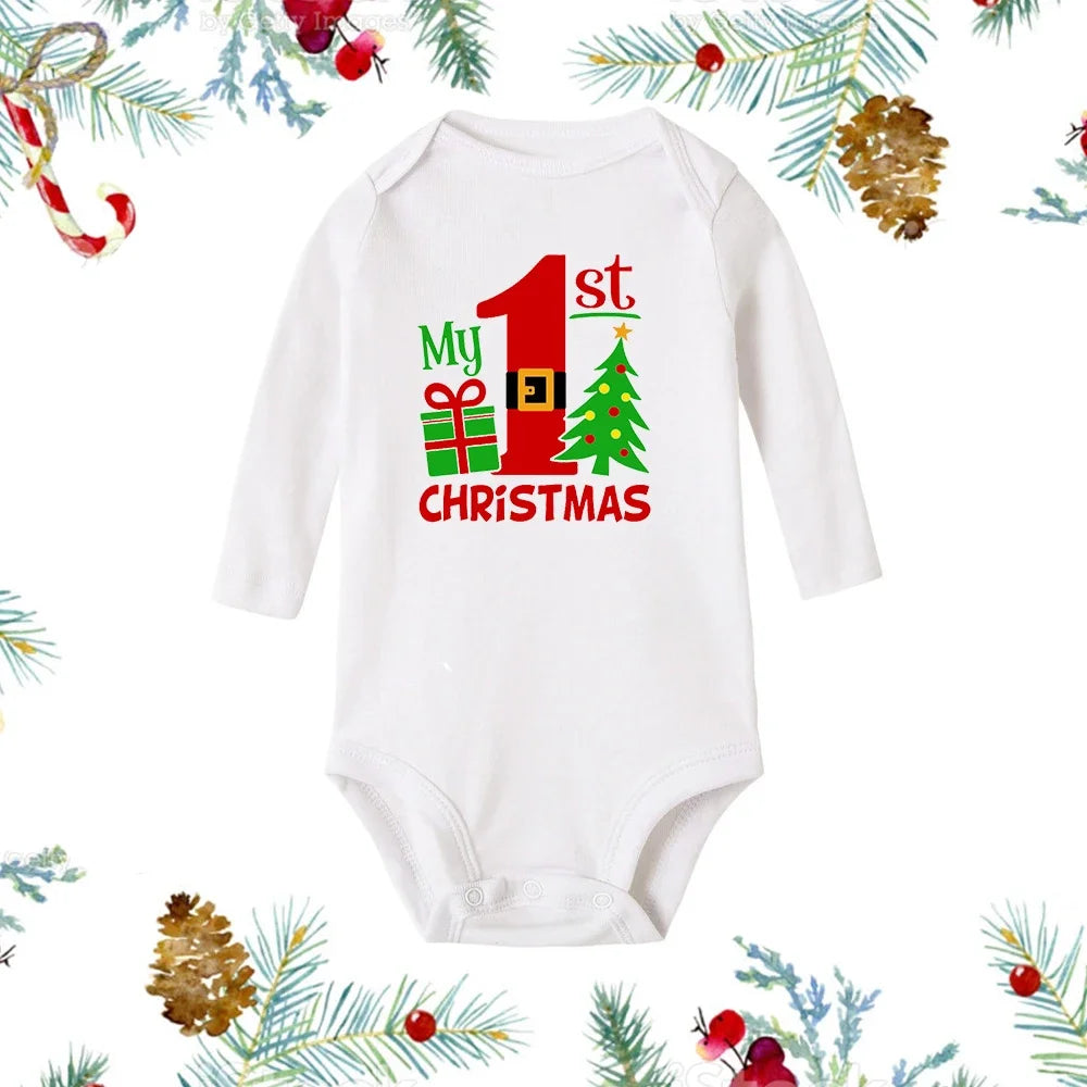 Premium My First Christmas Baby Romper - Snowman Print Long Sleeve Outfit