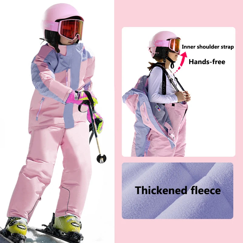 Winter Children's Waterproof Windproof Skiing Snowboard Jackets Pants Snow Suits Sets Ski Wear Kids Coats for Girls