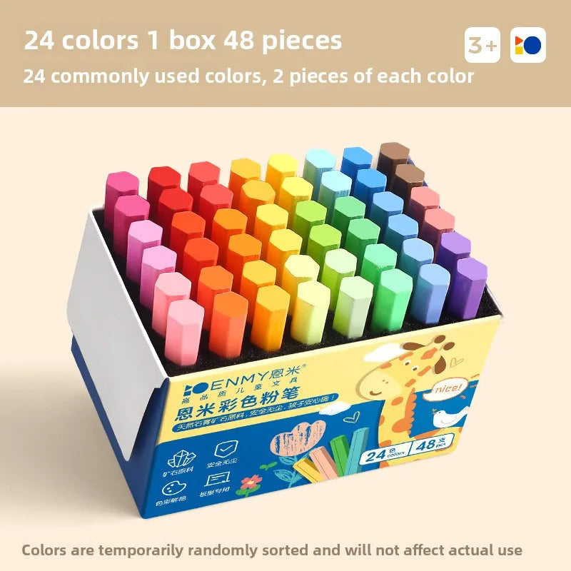 ENMY 12/36 Color Chalk Dustless Safe Chalk for Teachers Students Blackboard Non-Dusty Bright Colors Art Drawing School Supplies