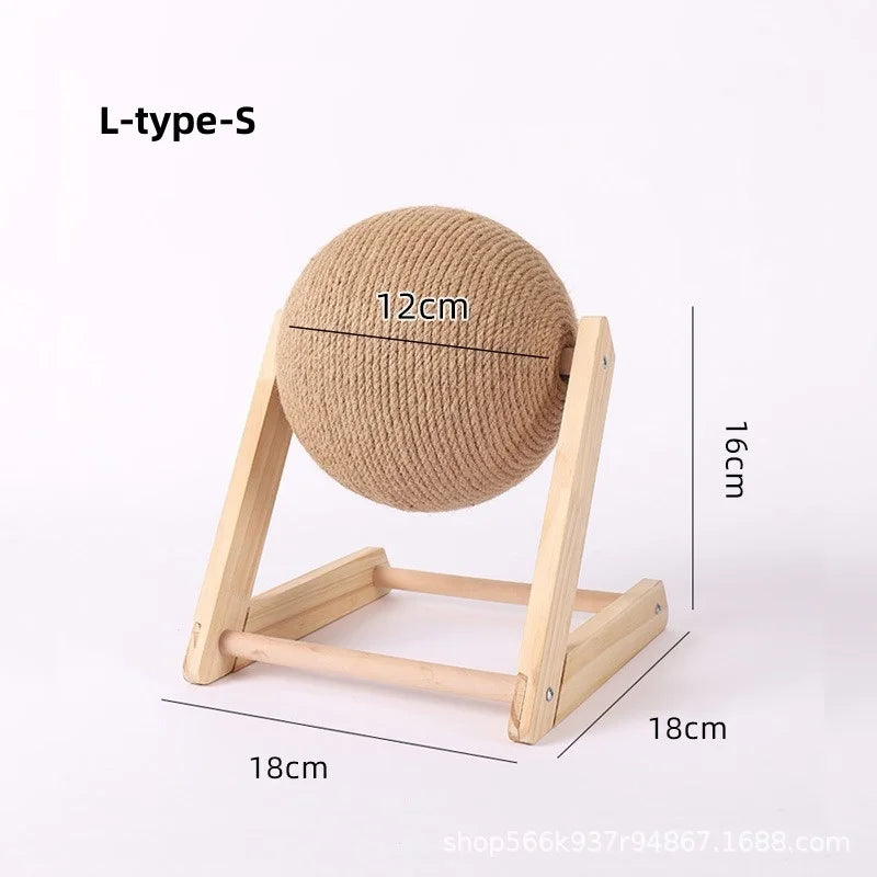 Premium Sisal Cat Scratching Ball - Wooden Grinding Paws Toy