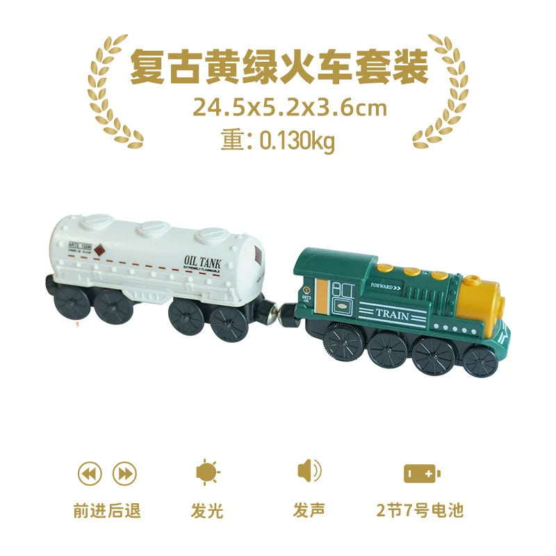 Electric Train Set Toys Model Train Electric Car Fit For Wooden Railway Wood Train Track Christmas Gift For Children