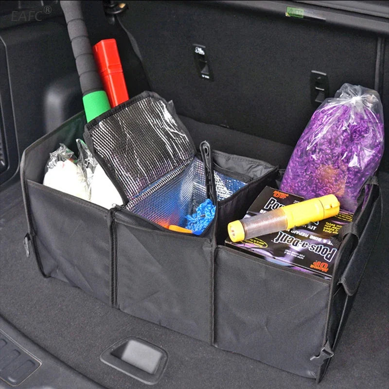 Premium Car Trunk Organizer - Collapsible Storage Container with Compartments