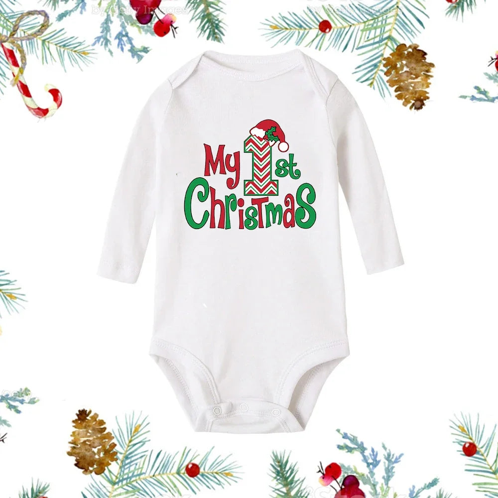 Premium My First Christmas Baby Romper - Snowman Print Long Sleeve Outfit