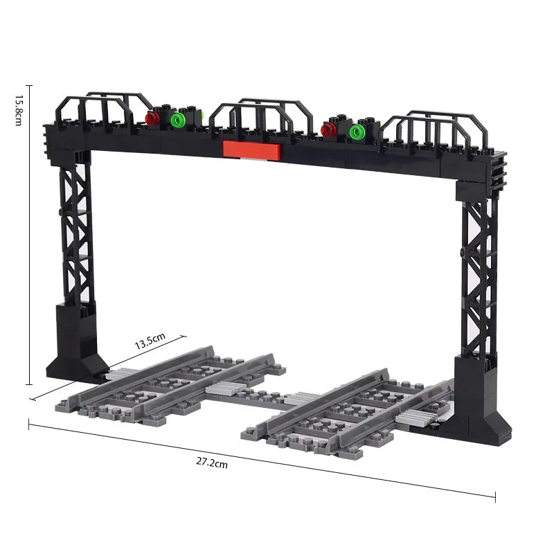 MOC City Train Building Block Train Track Corridor Elevating Rod Pedestrian Crossing Assembly Children's Toy Birthday Gift