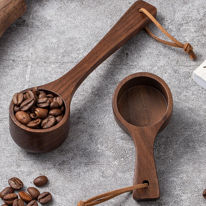 1PC/2PCS coffee scoop spoon black walnut wood measuring spoon long handle spoon coffee powder measuring wooden spoon