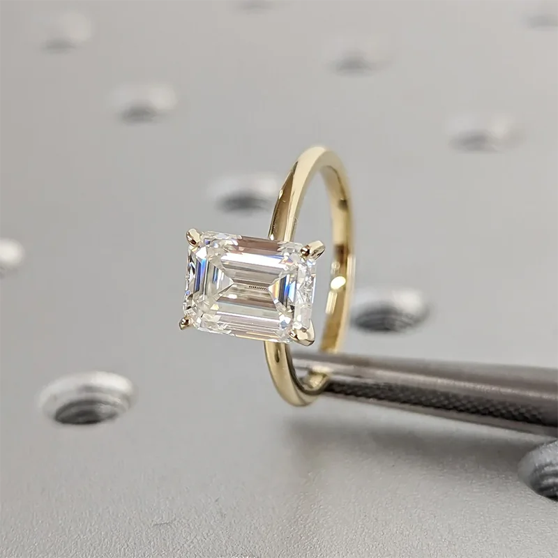 High Quality Emerald Cut 1ct 2ct 3ct Moissanite Solitaire Ring 925 Sterling Silver Engagement Rings for Woman Girl Birthday Gift