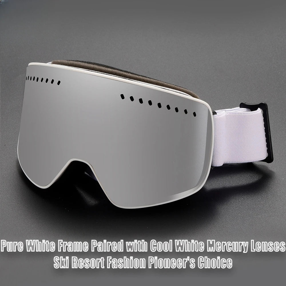 New colorful cylindrical magnetic double-layer anti-fog ski goggles outdoor windproof large-field night vision mountaineering go