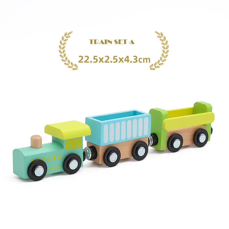 1PC Wooden Magnetic Train Wooden Railway Track Cars Truck Wood Track Accessories Fit for Biro Wooden Tracks Toys For Kids Gifts