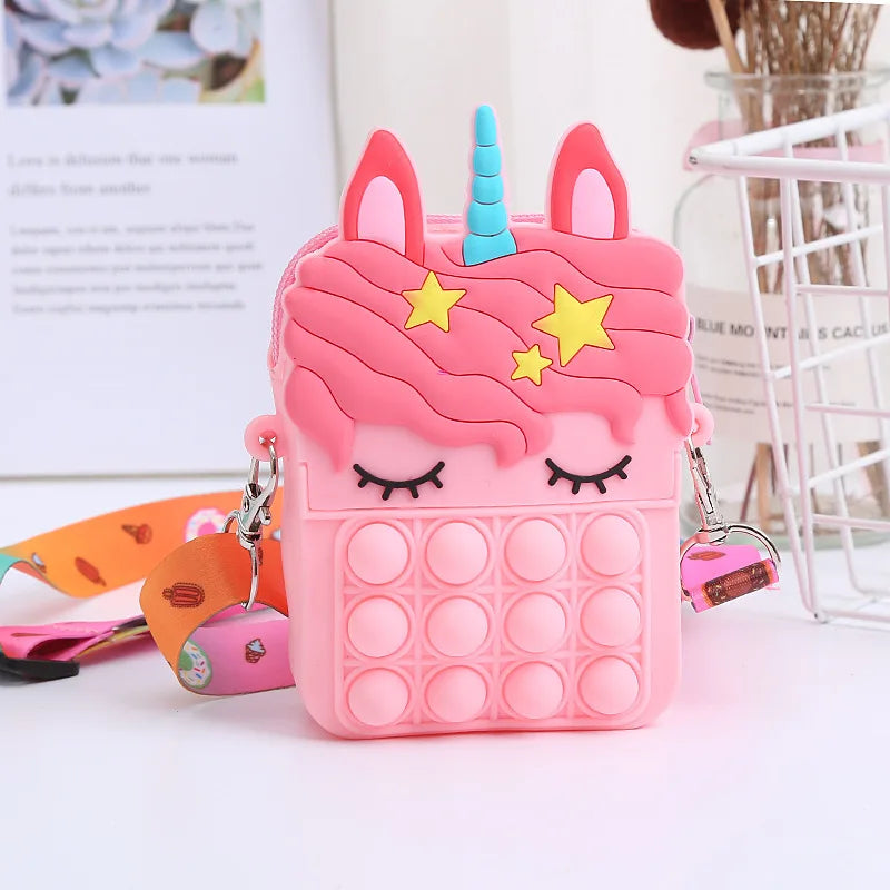 Kawaii Unicorn Fidget Crossbody Bag - Push Bubble Stress Relief Purse