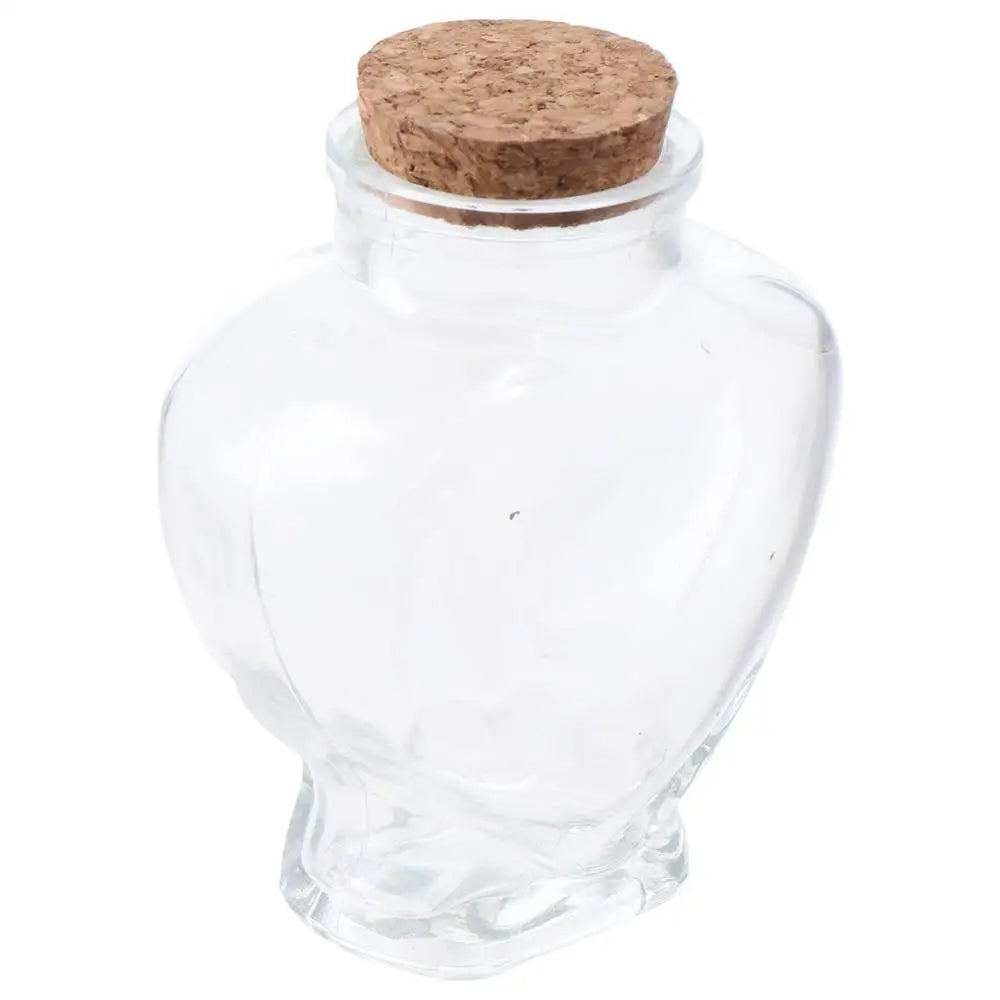 with Cork Stoppers Heart-Shaped Bottle Portable Small Wishing Bottle Clear Empty Glass Jar