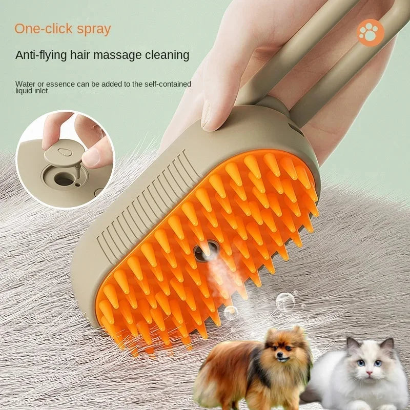 Premium 3-in-1 Electric Pet Brush - Steamy Spray Grooming Tool