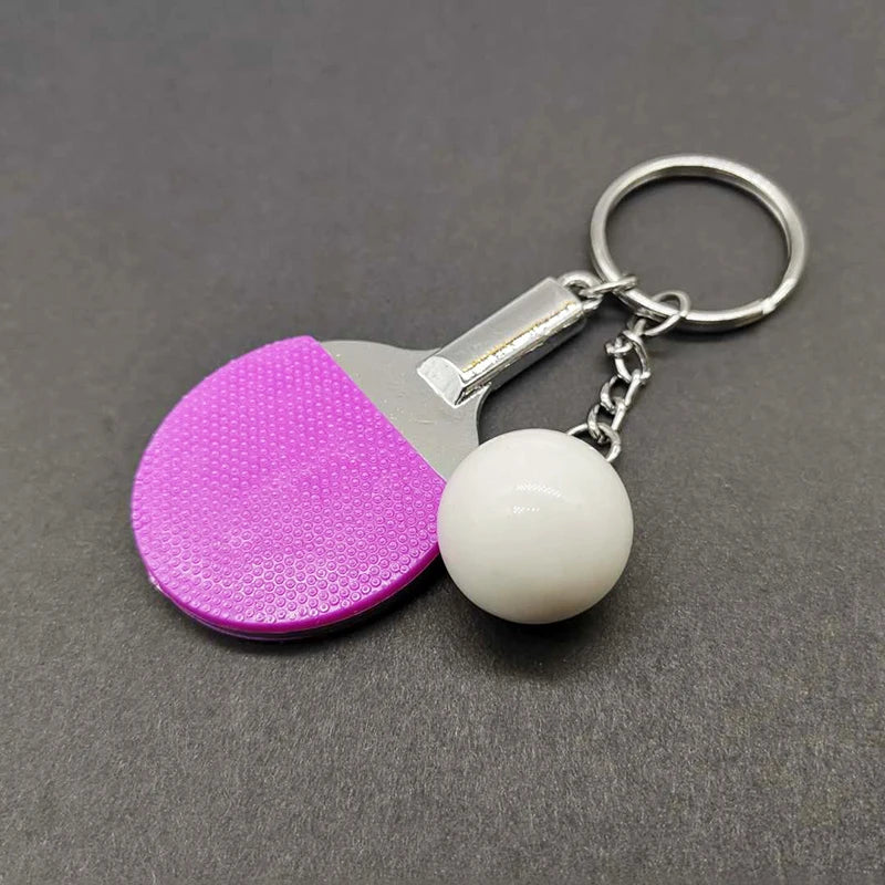 7 Colors Cute Ping Pong Racket  Pendants Souvenir Table Tennis Ball Keychain Ball Sports Fans Key Ring Gift Ornament Accessories