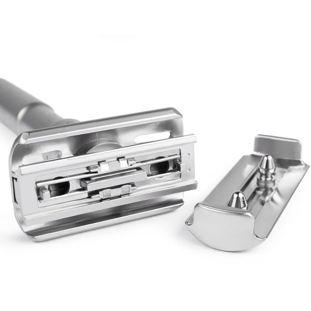Adjustable Safety Razor Double Edge Classic Mens Shaving Hair Removal Shaver it with 5 PCS Titanium Coated Blades Shaver