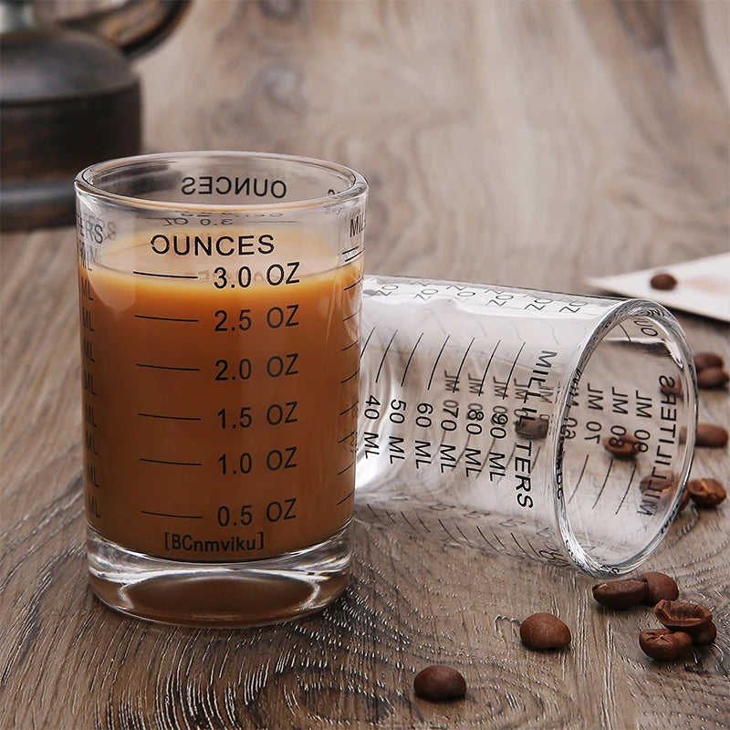 90/120ml Heat-resistant Glass Measuring Cup Milk Jigger Glass Ounce Cup With Handle For Espresso Coffee Brarista Accossories