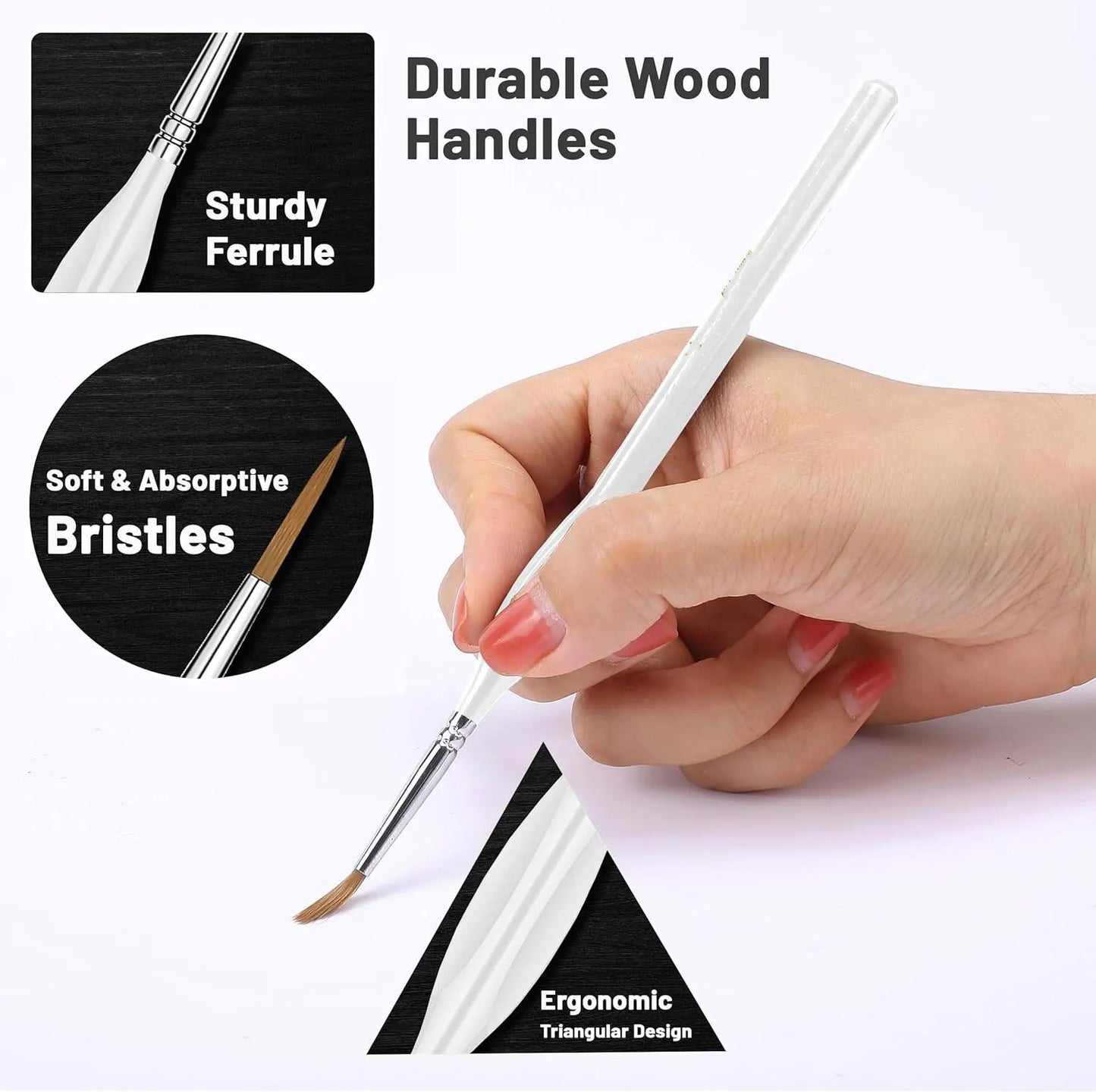22 Pcs Miniature Detail Paint Brush Set with Natural Wood Handle, Miniature Paint Brushes,Mini Small Painting Brushes for Art