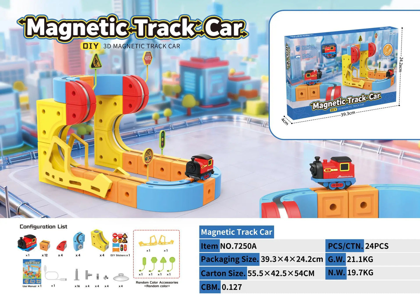 New Children'S Educational Electric Magnetic Levitation Train Track Cube 3d Boy Diy Magnetic Assembly Toys Train Car Xmas Gifts
