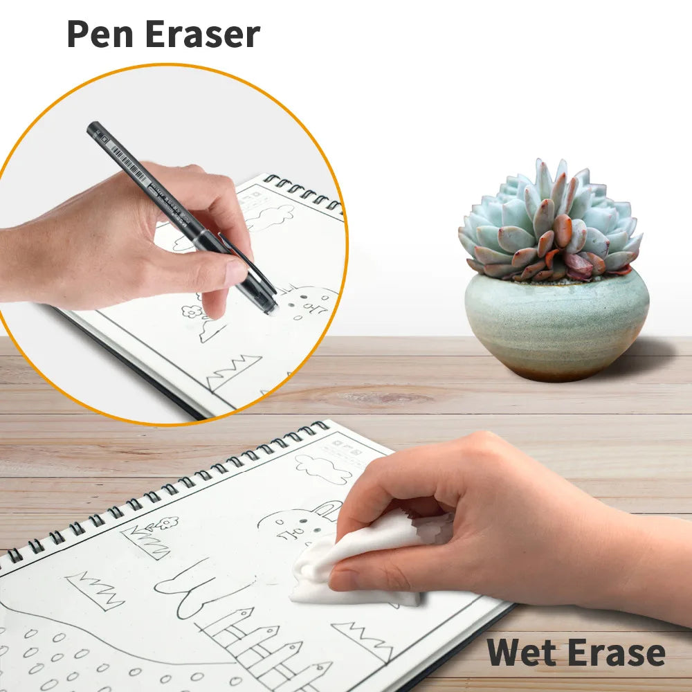A6 Smart Reusable Erasable Notebook - Microwave-to-Erase Cloud Storage Notepad with Pen