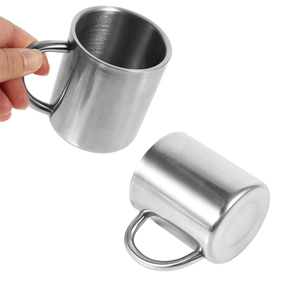 220ML Double Wall Stainless Steel Coffee Mug Portable Cup Travel Camping Tumbler Jug Coffee Tea Milk Cups Office Water Mugs