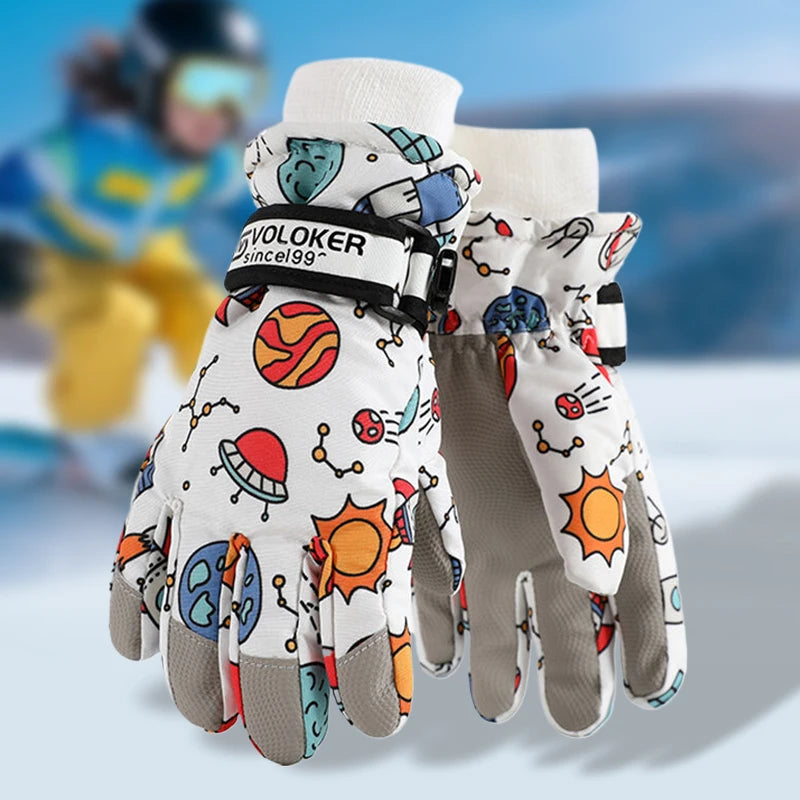 Cute Children's Ski Gloves, Waterproof, Touchscreen Compatible, Winter Children's Outdoor Gloves, Windproof And Warm