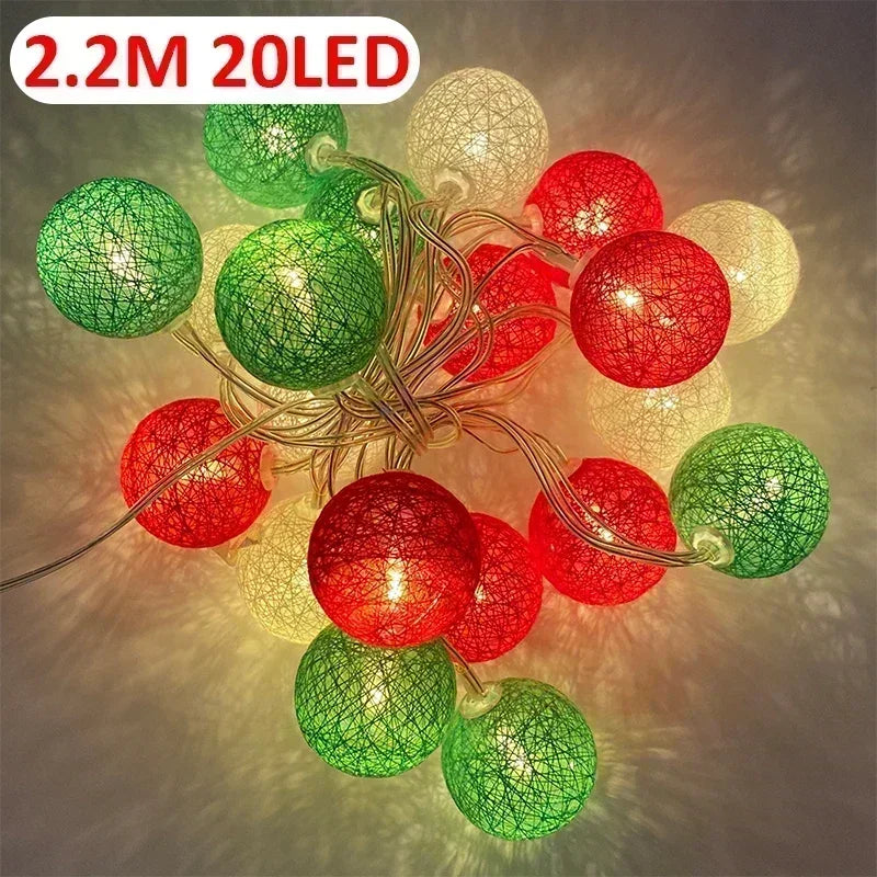 Premium 20LED Cotton Ball String Lights - Rattan Lantern Decoration