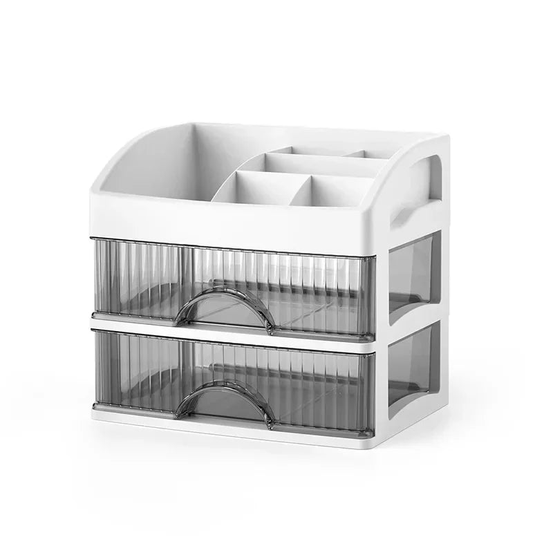 Multi-Layer Transparent Makeup Organizer with Drawer Storage