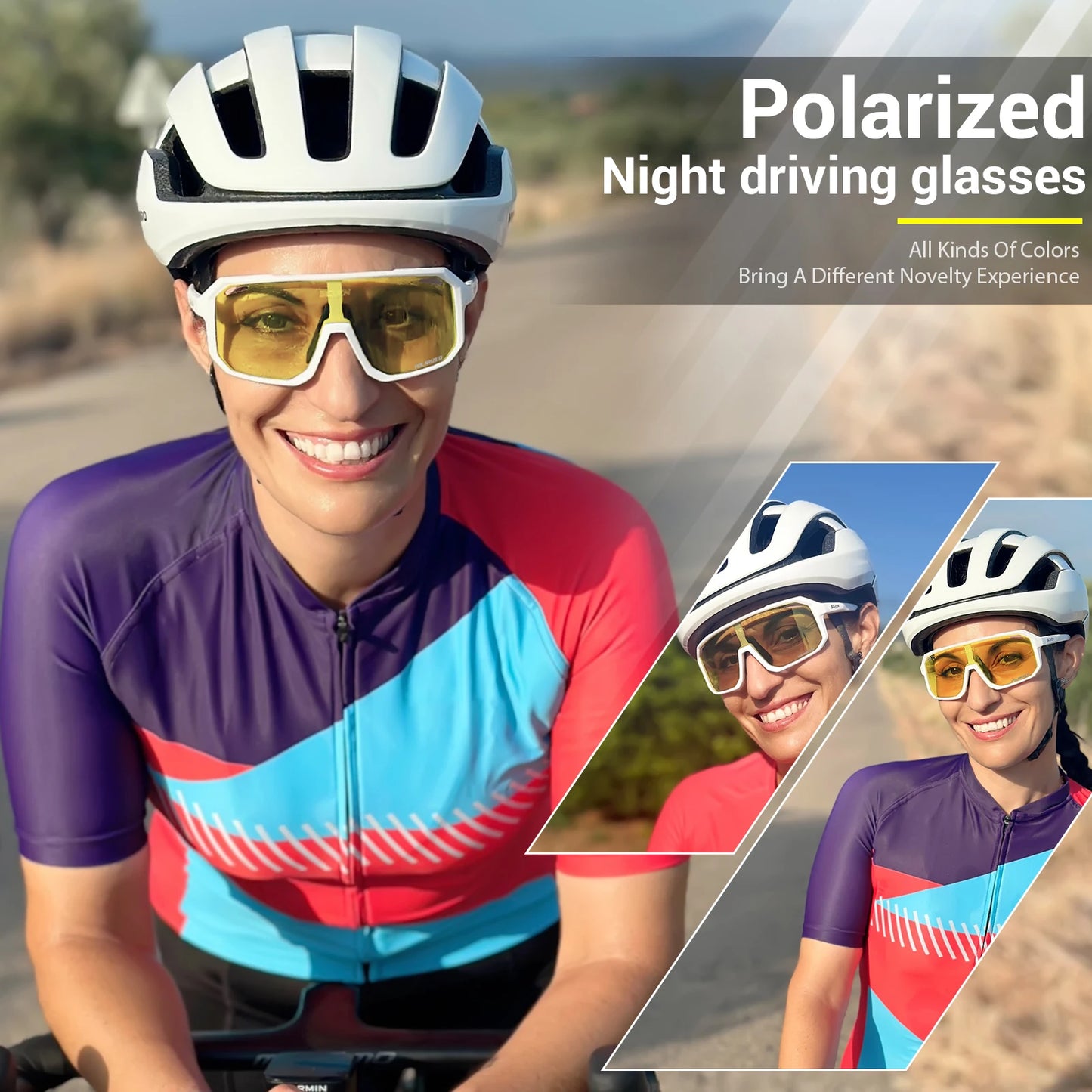 SCVCN New Yellow Polarized Cycling Sunglasses Men Bike MTB Driving Glasses Women Outdoor Sports Hiking Fishing UV400 Glasses