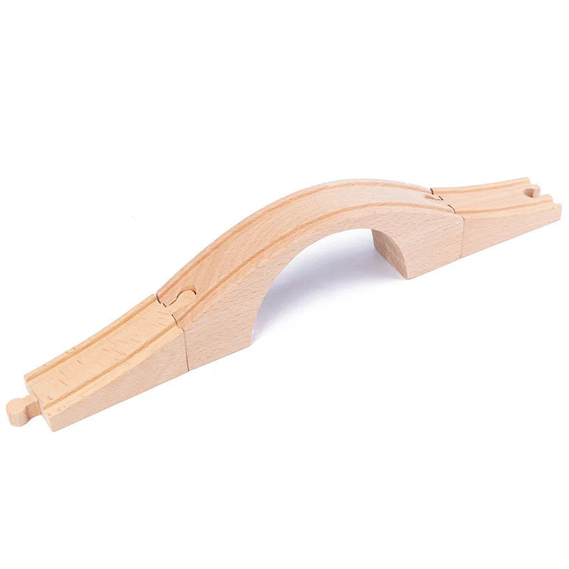 Wooden Train Track Accessories Universal Wooden Railway Tracks Bridge Parts Adapters Fit for All Brand Train Toys Birthday Gifts