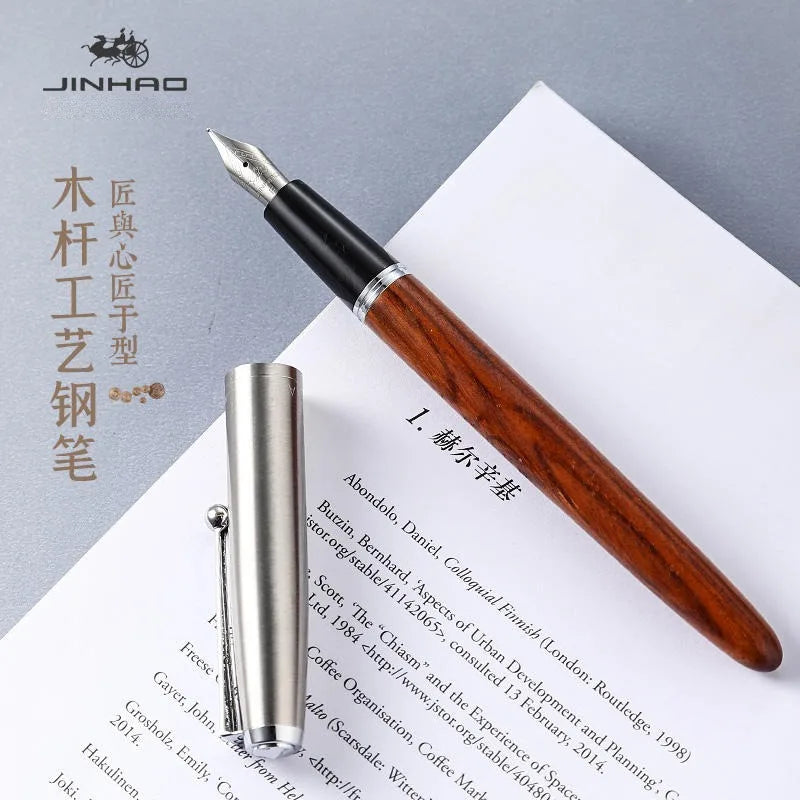 JINHAO 51A Fountain Pen Wooded Pen 0.38mm F Nib Ink Pens for Writing Finance School Office Supplies Stationery PK 9019 9013