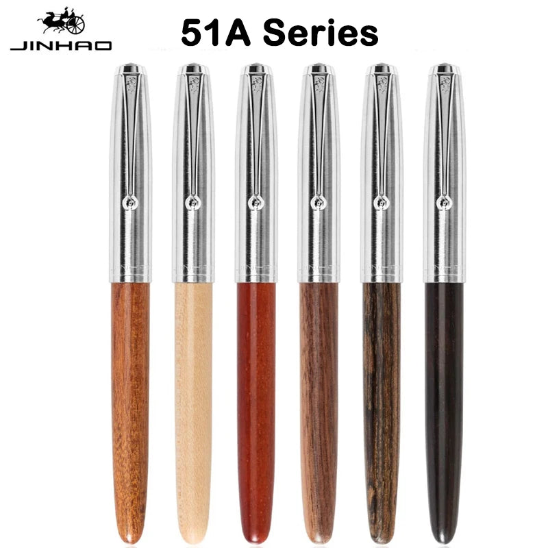 JINHAO 51A Fountain Pen Wooded Pen 0.38mm F Nib Ink Pens for Writing Finance School Office Supplies Stationery PK 9019 9013