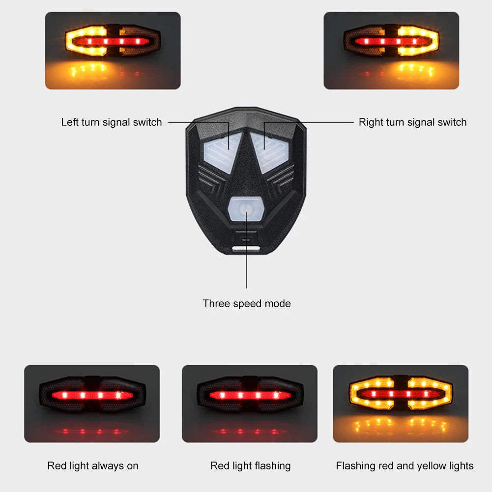 Premium Rechargeable Bike Tail Light - Wireless Turn Signal System IPX6