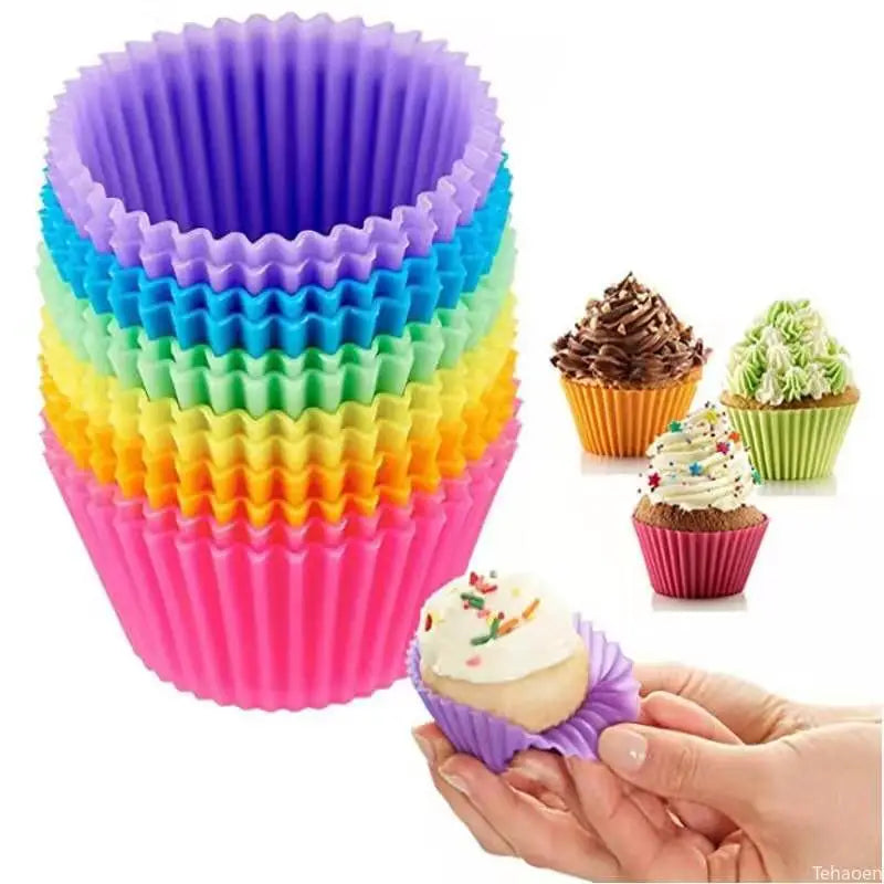 Silicone Cupcake Molds Set - 12 Piece Reusable Baking Cups for Muffins, Pastries & Desserts