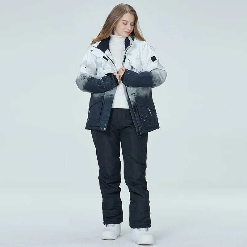 Snowboarding Suit Sets for Men and Women, Snow Wear Clothing, Waterproof, Ski Jacket, Strap Pant, Winter Costume, For Adult