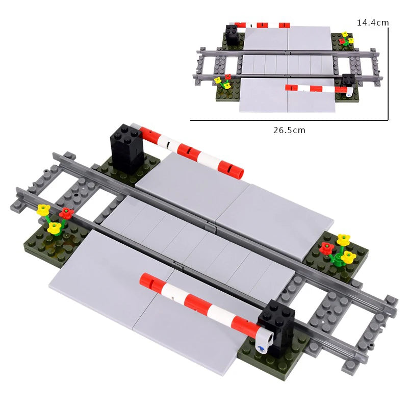 MOC City Train Building Block Train Track Corridor Elevating Rod Pedestrian Crossing Assembly Children's Toy Birthday Gift
