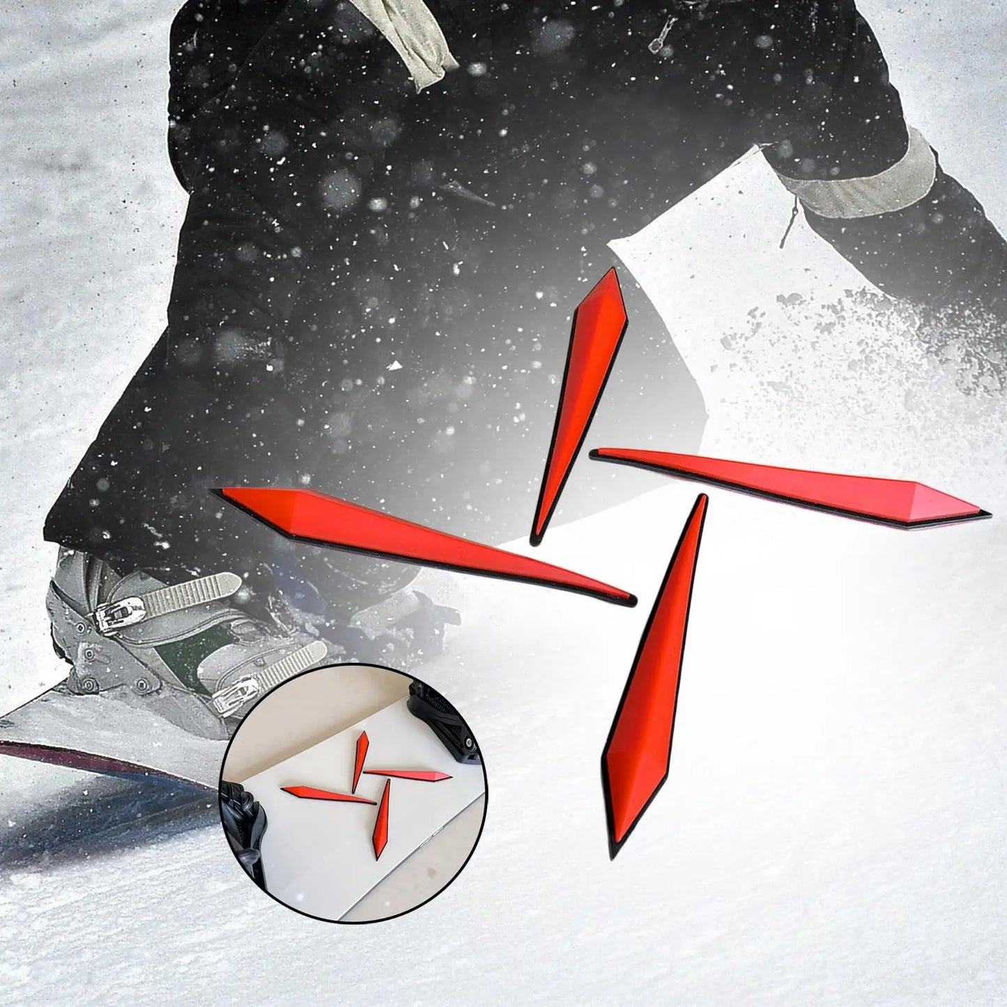 4 Pcs Snowboard Stomp Pads, Snowboard Grip Pad, Anti Skid Ski Decal Snowboard Step Pad Snowboard Traction Stomp Pad