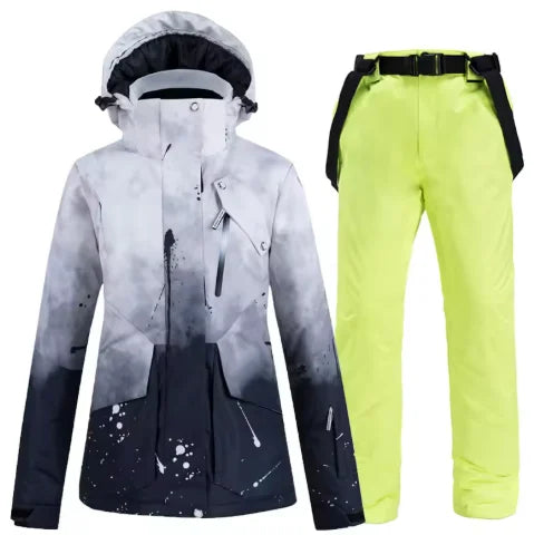 Snowboarding Suit Sets for Men and Women, Snow Wear Clothing, Waterproof, Ski Jacket, Strap Pant, Winter Costume, For Adult