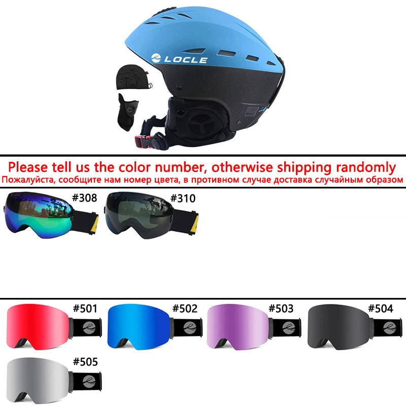 LOCLE Ski Helmet Men Women Children Kids CE Safety Winter Sports Snow Skiing Snowmobile Snowboard Skateboard Helmet Size 52-61cm