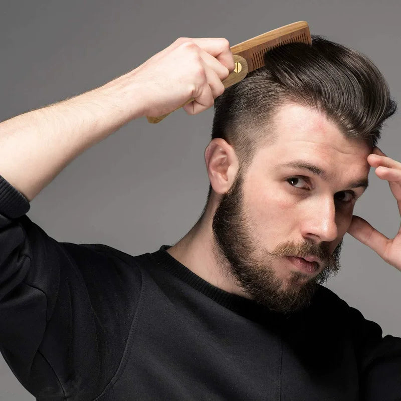 Foldable Green Sandalwood Beard & Hair Comb – Portable Wooden Grooming Comb for Men’s Beard & Hair Styling Amodong Comb