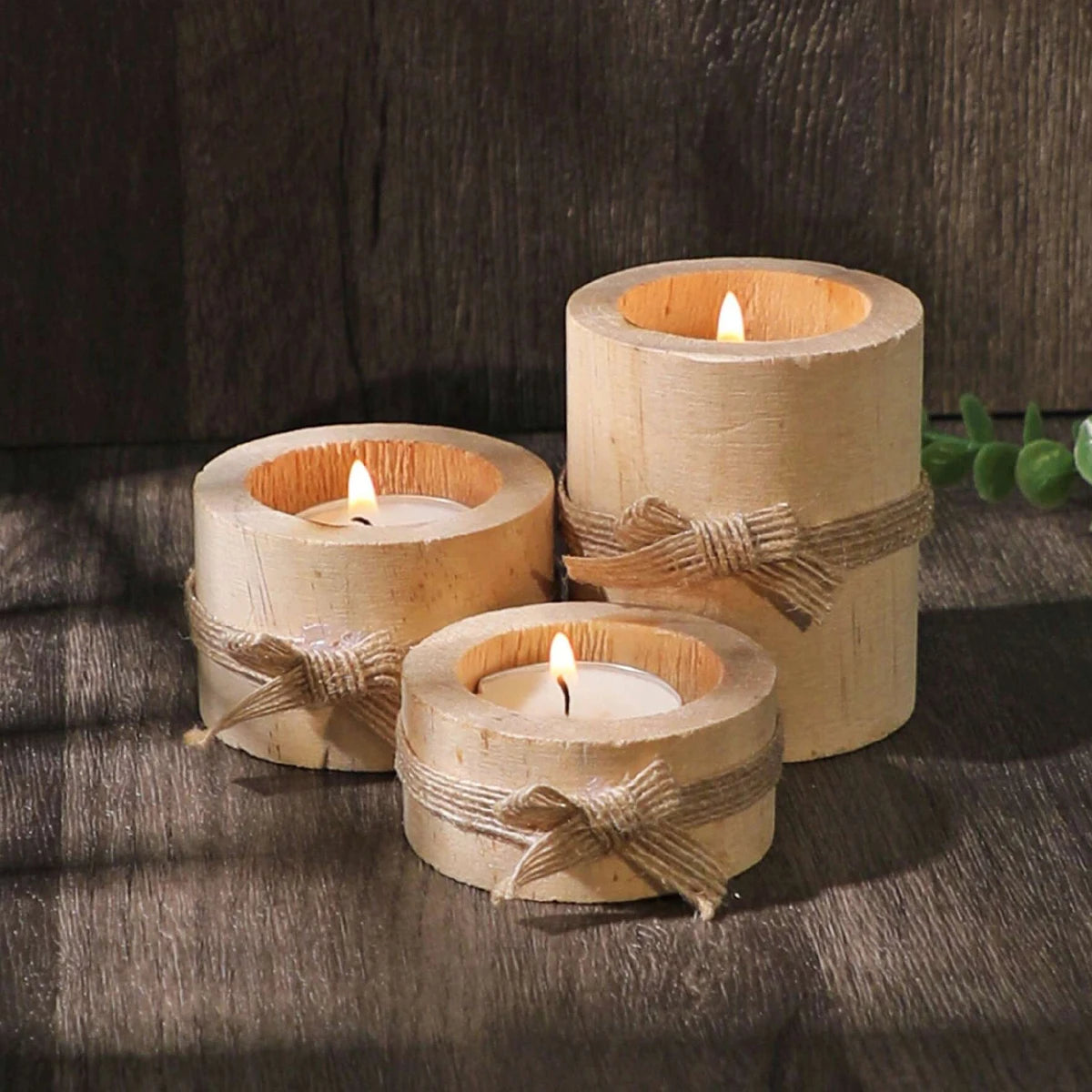 1pc/3pcs - Wooden tea lamp holder, suitable for decorating wooden flower pots in the center of wedding and birthday tables